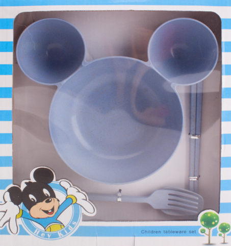 1099429329915.png Wheat Straw, Children's Bowl, Cartoon, Wheat Chopsticks, Fork Spoon, Fruit Dish, Mickey's Bowl, Lovely Gift Set