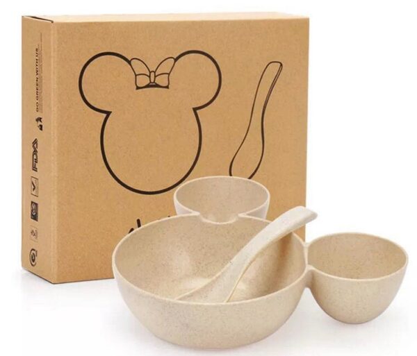 1115651822897.jpg Wheat Straw, Children's Bowl, Cartoon, Wheat Chopsticks, Fork Spoon, Fruit Dish, Mickey's Bowl, Lovely Gift Set