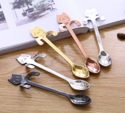 1265513243794.png Cross-border 304 Stainless Steel Spoon Cartoon Cat Handle Hanging Coffee Spoon