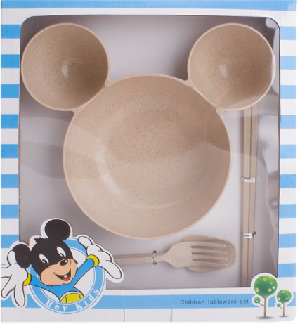 1530393218954.png Wheat Straw, Children's Bowl, Cartoon, Wheat Chopsticks, Fork Spoon, Fruit Dish, Mickey's Bowl, Lovely Gift Set