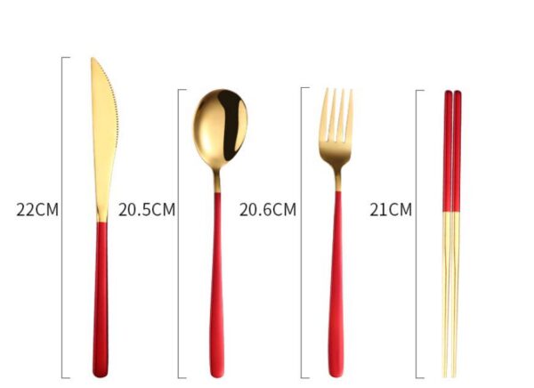 282eee0a-1444-41da-9eb8-ba2e2f134b34.jpg 304 Dinnerware Set Flatware Kitchen Accessories Camping Travel Sets Gold Knife Fork Spoon Portable Cutlery Sets With Case