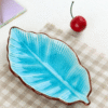 3980079897388.png Creative Banana Leaf Shape Ceramic Plate Lovely Seasoning Dish