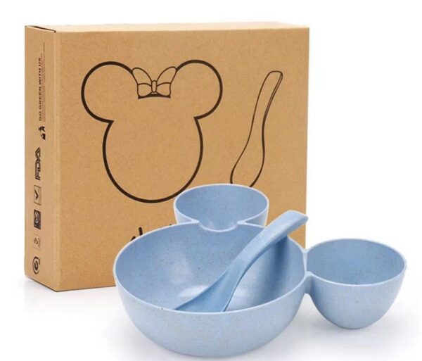 4910061477296.jpg Wheat Straw, Children's Bowl, Cartoon, Wheat Chopsticks, Fork Spoon, Fruit Dish, Mickey's Bowl, Lovely Gift Set