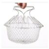 Deep Fry Basket Stainless Steel Multi-function Foldable Chef Cooking Basket Flexible Kitchen Tool for Fried Food Washing Fruits Vegetables