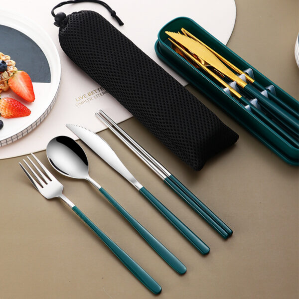 66f1b7da-d167-48b7-8462-dbe6982eef1c.jpg 304 Dinnerware Set Flatware Kitchen Accessories Camping Travel Sets Gold Knife Fork Spoon Portable Cutlery Sets With Case