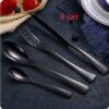 4PCS Set Black Stainless Steel Cutlery Korean Dinnerware Set Gifts Mirror Polishing Silverware Sets Scoop Knife and Fork Sets