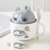 Cartoon Office Ceramic Mug With Lid Spoon