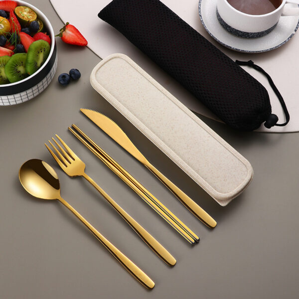 9a17c257-59cc-4d8c-8ae1-f9525e83c0a5.jpg 304 Dinnerware Set Flatware Kitchen Accessories Camping Travel Sets Gold Knife Fork Spoon Portable Cutlery Sets With Case