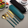 e08ab734-ba20-47c5-bbb1-43a726c9917b.jpg 304 Dinnerware Set Flatware Kitchen Accessories Camping Travel Sets Gold Knife Fork Spoon Portable Cutlery Sets With Case
