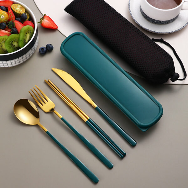 e08ab734-ba20-47c5-bbb1-43a726c9917b.jpg 304 Dinnerware Set Flatware Kitchen Accessories Camping Travel Sets Gold Knife Fork Spoon Portable Cutlery Sets With Case